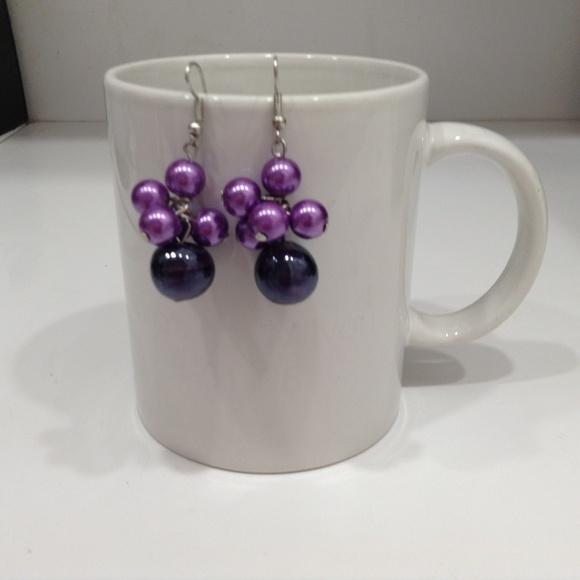 Bracelet Earrings Set Purple Shell Pearls - Picture 3 of 3